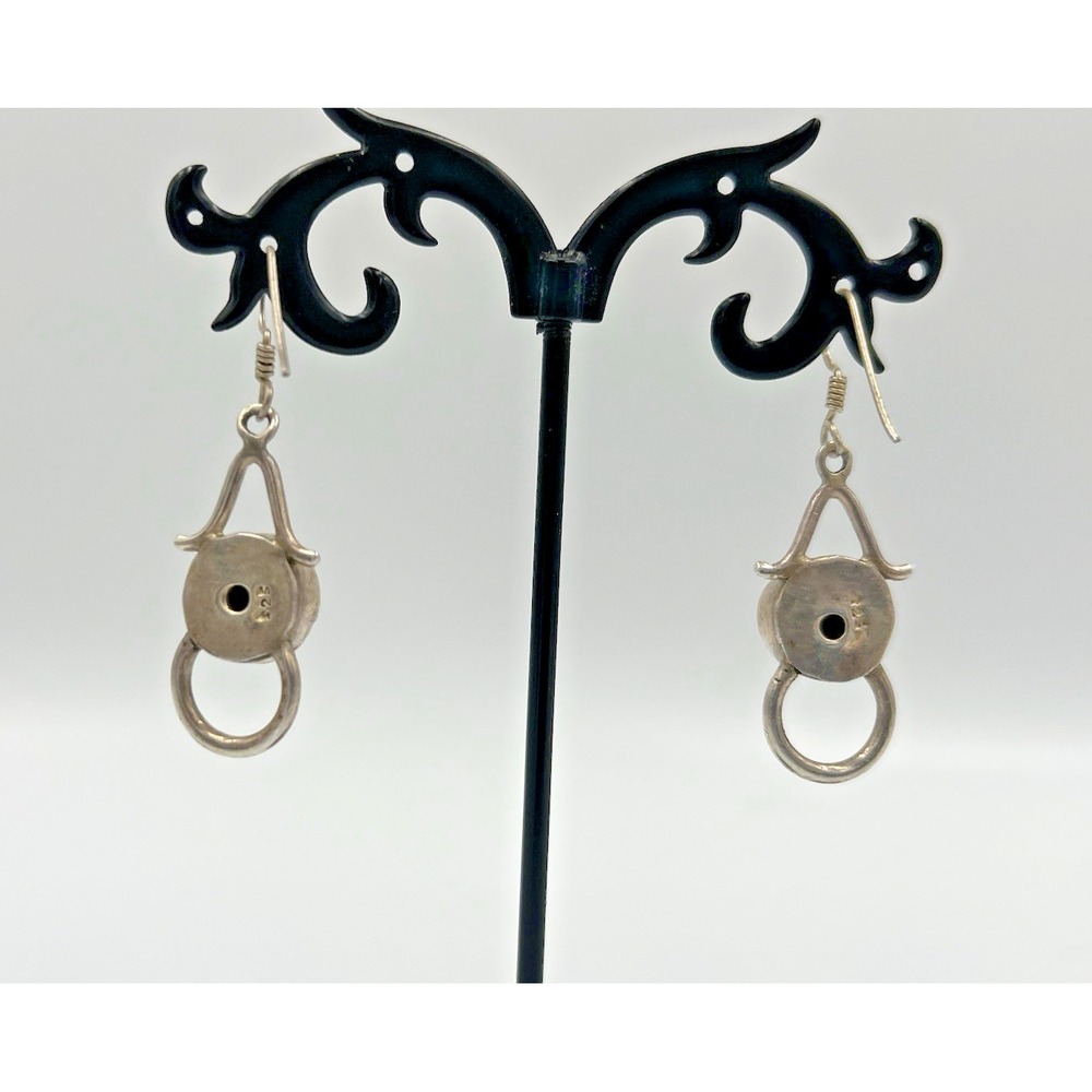 Turquoise Sterling Silver .925 Handmade Dangle Earrings - Picture 5 of 13